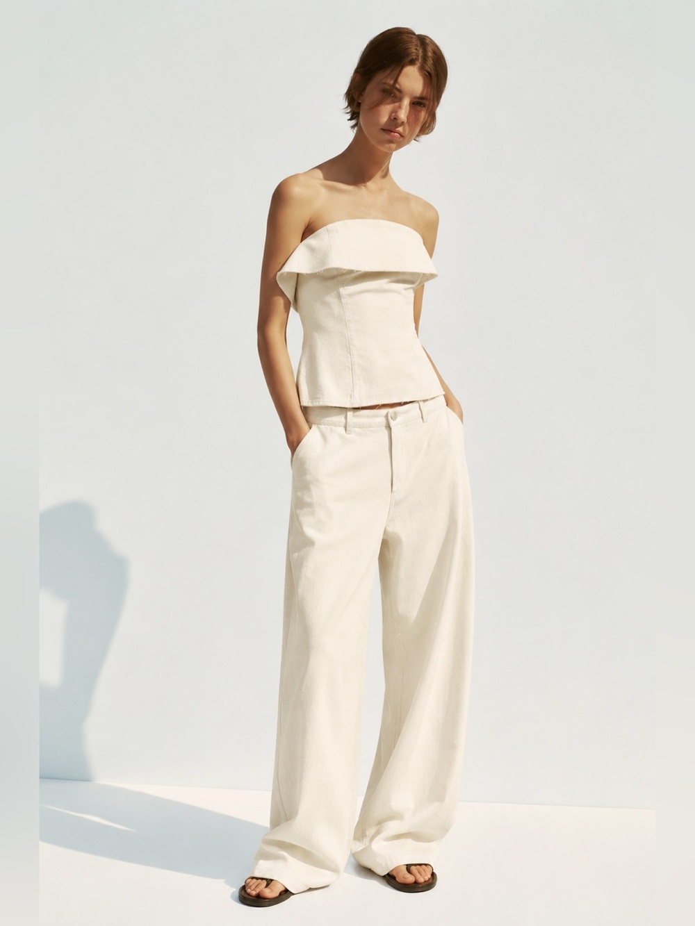 Zara Zw Collection Strapless Ruffle Top - Picture 3 of 9